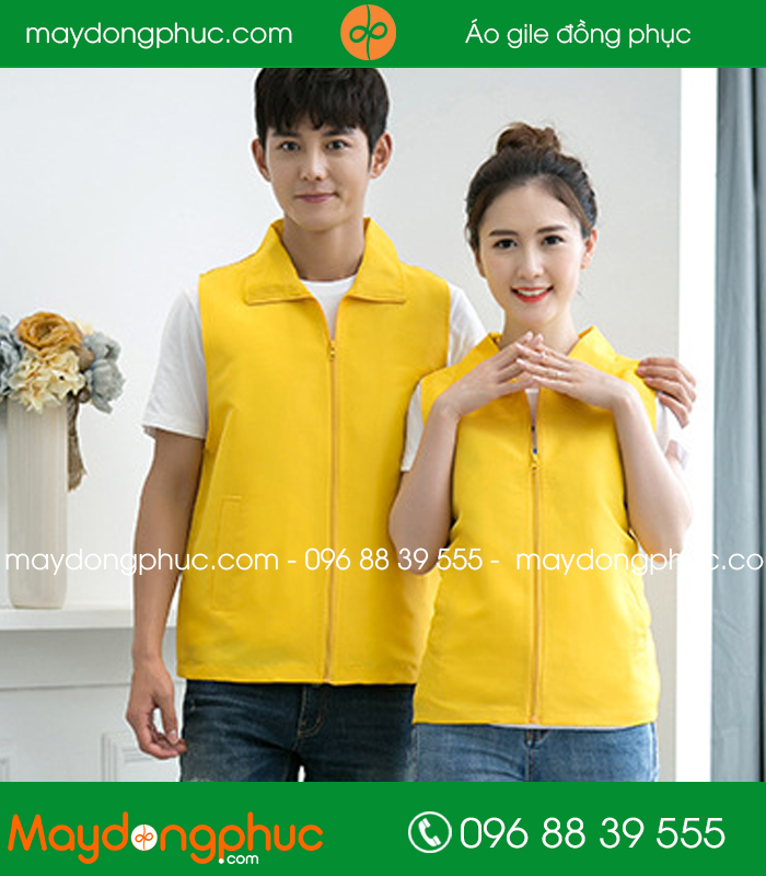 Mẫu áo gile công nhân màu Vàng